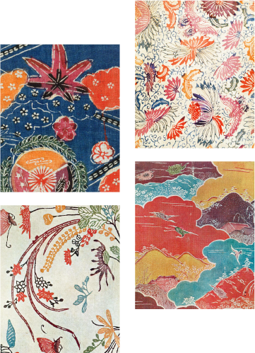 各種圖案的紅型布4塊