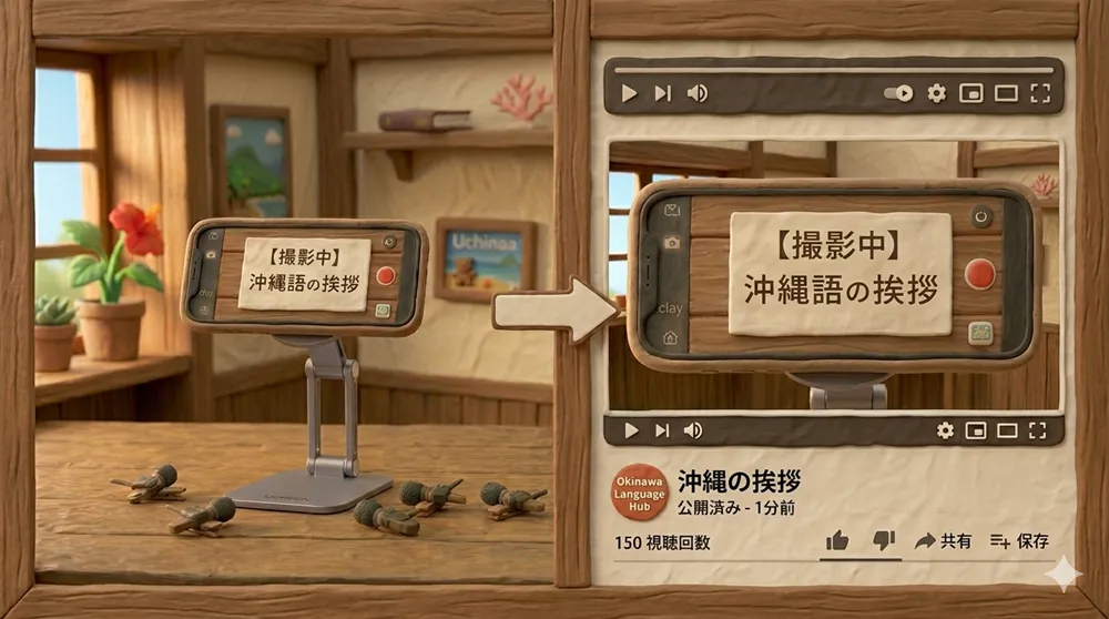 会話風景の撮影とYouTube公開のイメージ